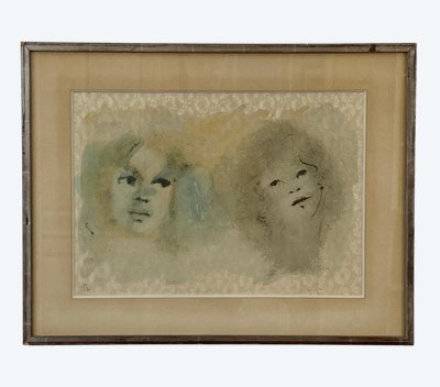Leonor FINI due volti di bambini litografia