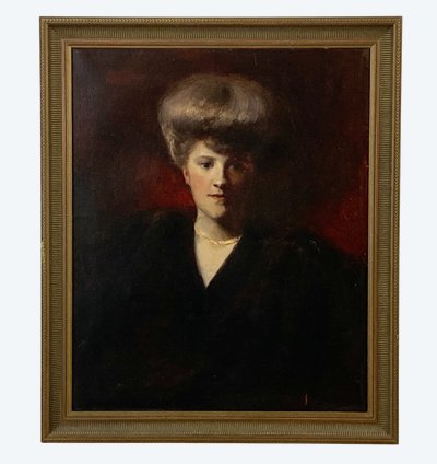 Huile sur toile portrait de femme