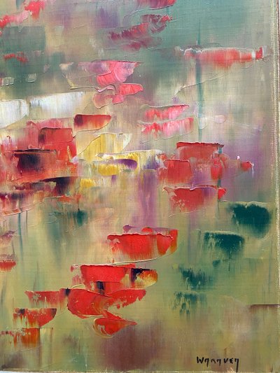 "The field of poppies". Oil on canvas, 20th century. Patrick Waravka.