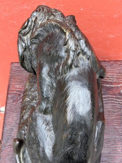 Importante bronzo Lion Au Serpent Ou Lion Des Tuileries di Antoine Louis Barye Fine XIX secolo