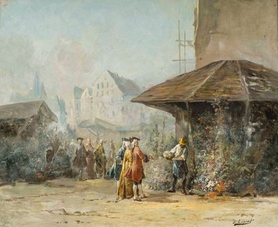 Coppia di dipinti, olio su tela fine XIX secolo