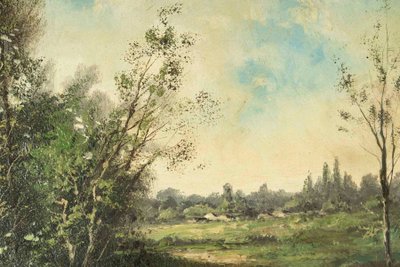 Coppia di dipinti di paesaggi, fine del XIX secolo
