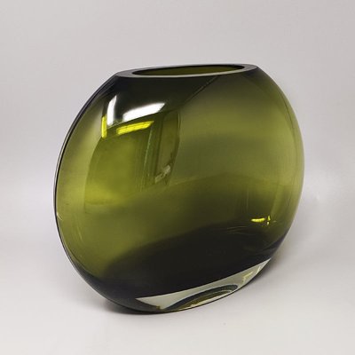 1960 Splendido vaso verde di Flavio Poli. Prodotto in Italia