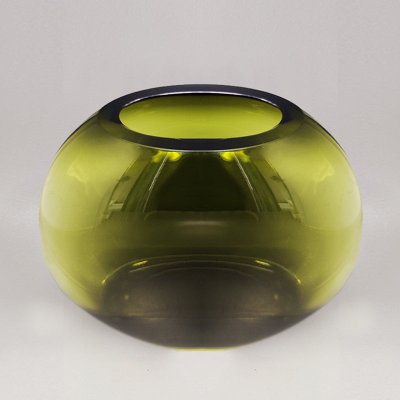1960 Splendido vaso verde di Flavio Poli. Prodotto in Italia