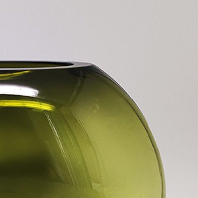 1960 Splendido vaso verde di Flavio Poli. Prodotto in Italia