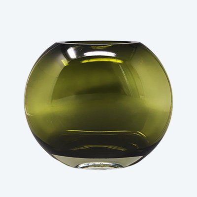 1960 Splendido vaso verde di Flavio Poli. Prodotto in Italia