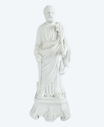 Statua di San Giuseppe in porcellana biscuit dell'inizio del XIX secolo