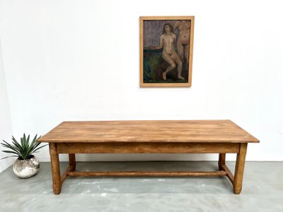 Large farm table in solid beech from the 50s