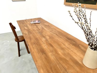 Large farm table in solid beech from the 50s