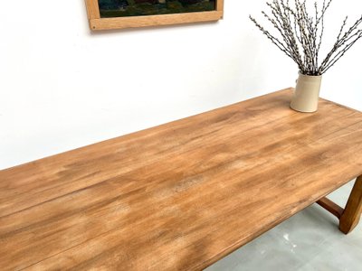Large farm table in solid beech from the 50s