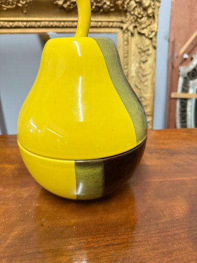 Ceramica vintage contenitore Pera, anni '70, 31x25 cm, bicolore, ottimo stato, non marchiata