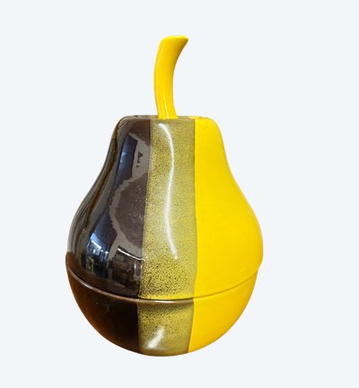 Ceramica vintage contenitore Pera, anni '70, 31x25 cm, bicolore, ottimo stato, non marchiata