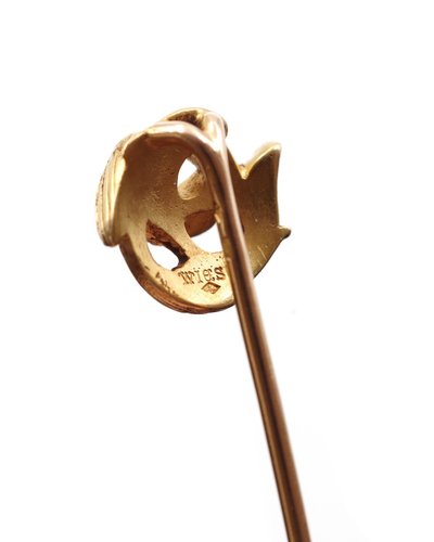 Wiese Drachennadel in 18k Gold, Krawattennadel signiert Louis Wiese, Neo Gotik