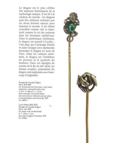 Wiese Drachennadel in 18k Gold, Krawattennadel signiert Louis Wiese, Neo Gotik