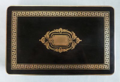 Scatola per giochi di carte in intarsio di Boulle, legno annerito e ottone, periodo Napoleone III