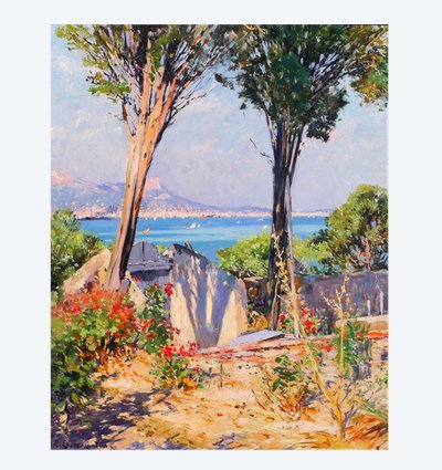 Paul PLACE-CANTON 1862-1908 Tolone, paesaggio da La Seyne-sur-mer, Var, dipinto, Salon 1907