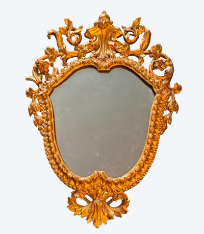 Mirror with gilded wood escutcheon 18th century Italy H 44