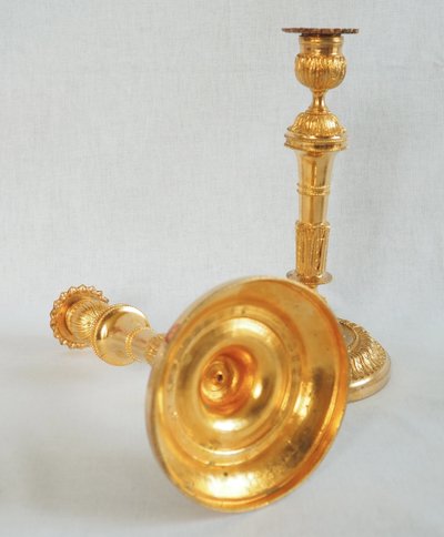 Pair of gilt bronze candlesticks, Louis XVI style, Napoleon III period