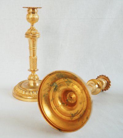 Pair of gilt bronze candlesticks, Louis XVI style, Napoleon III period