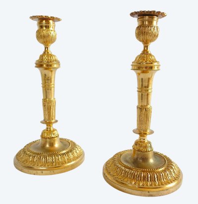 Pair of gilt bronze candlesticks, Louis XVI style, Napoleon III period