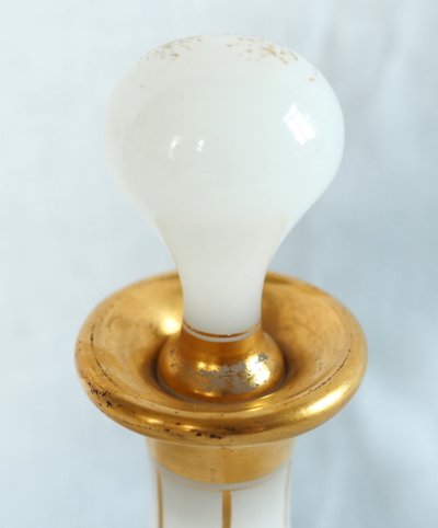 Baccarat: orientalist liqueur bottle / carafe in gilded opaline, circa 1860