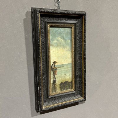 Dipinto ad olio su tavola Pescatore
