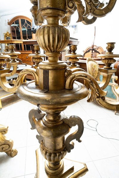Pair of antique candelabras, second half of the 18th century. Height 205 cm.