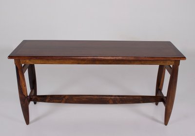 Sergio Rodriguez-style console table in exotic wood.