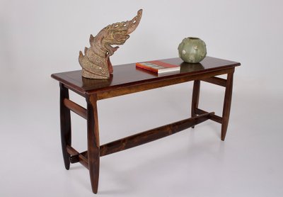 Sergio Rodriguez-style console table in exotic wood.