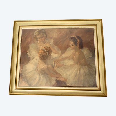 HSP painting John Strevens ballerinas young dancers ballet girls XXth century