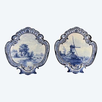 Paire de Plaques Murales en Faïence de Delft – Joost Thooft & Labouchère – Signée Frans Höppé  19eme
