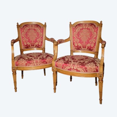 Paire de fauteuils lyonnais d'époque Louis XVI