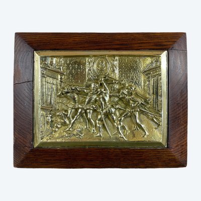 Plaque en bronze encadrée – Assassinat d’Henri IV, fin XIXe siècle