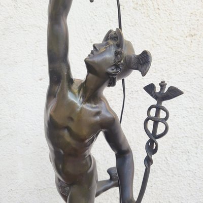  Mercurio volante, dopo Giambologna, lampada in bronzo, XIX secolo