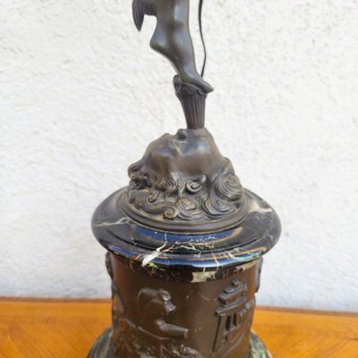  Mercurio volante, dopo Giambologna, lampada in bronzo, XIX secolo