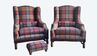 Paire de fauteuils à oreilles Louis XIII