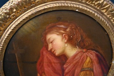 Maria Magdalena , Öl auf Tondoholz im Stil XVIII