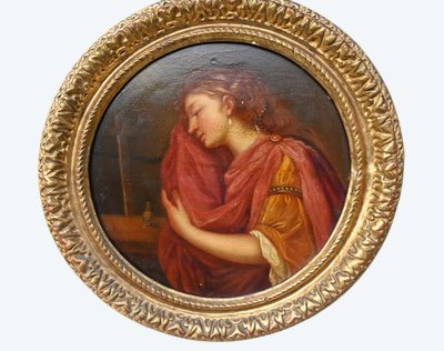 Maria Magdalena , Öl auf Tondoholz im Stil XVIII