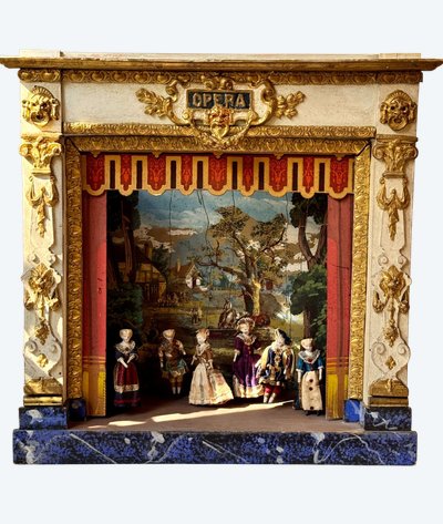 Teatro d'opera in miniatura in legno intagliato - Castelet de marionnettes XIX secolo