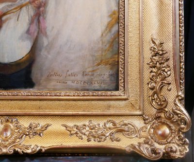 Jules SALLES 1814-1900 La belle italienne, portrait de femme, tableau, Italie, 1846 romantisme