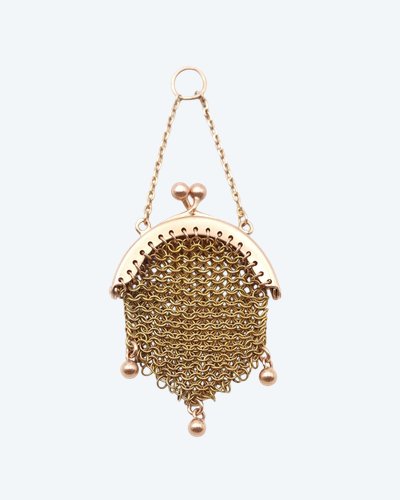 Petite bourse de poupée en or 18k, pendentif bourse cotte de maille, pendentif ancien