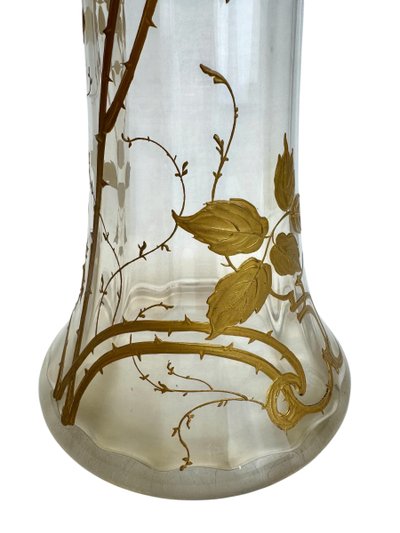 Baccarat - Vaso grande in cristallo con decorazione di rose rampicanti