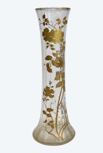 Baccarat - Vaso grande in cristallo con decorazione di rose rampicanti