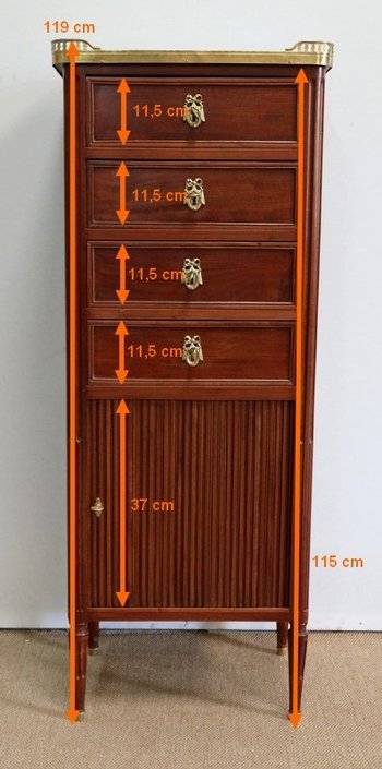  Piccolo chiffonnier in mogano, stile Luigi XVI - Fine XIX secolo