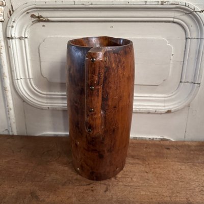 Brutalist pitcher in monoxide wood enhanced with nails, 20th century folk art