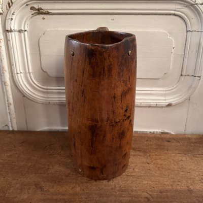 Brutalist pitcher in monoxide wood enhanced with nails, 20th century folk art