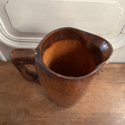 Brutalist pitcher in monoxide wood enhanced with nails, 20th century folk art