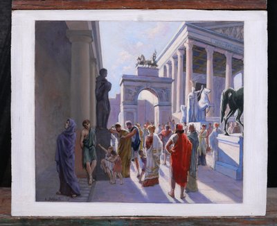 Henri-Victor Delavelle 1868-1919 Römische Antike, Straßenszene, Gemälde, Illustration Rom Italien