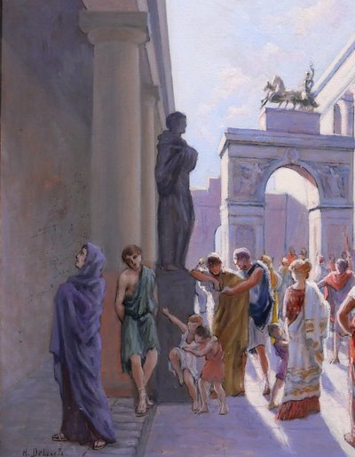Henri-Victor Delavelle 1868-1919 Römische Antike, Straßenszene, Gemälde, Illustration Rom Italien