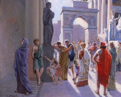 Henri-Victor Delavelle 1868-1919 Römische Antike, Straßenszene, Gemälde, Illustration Rom Italien